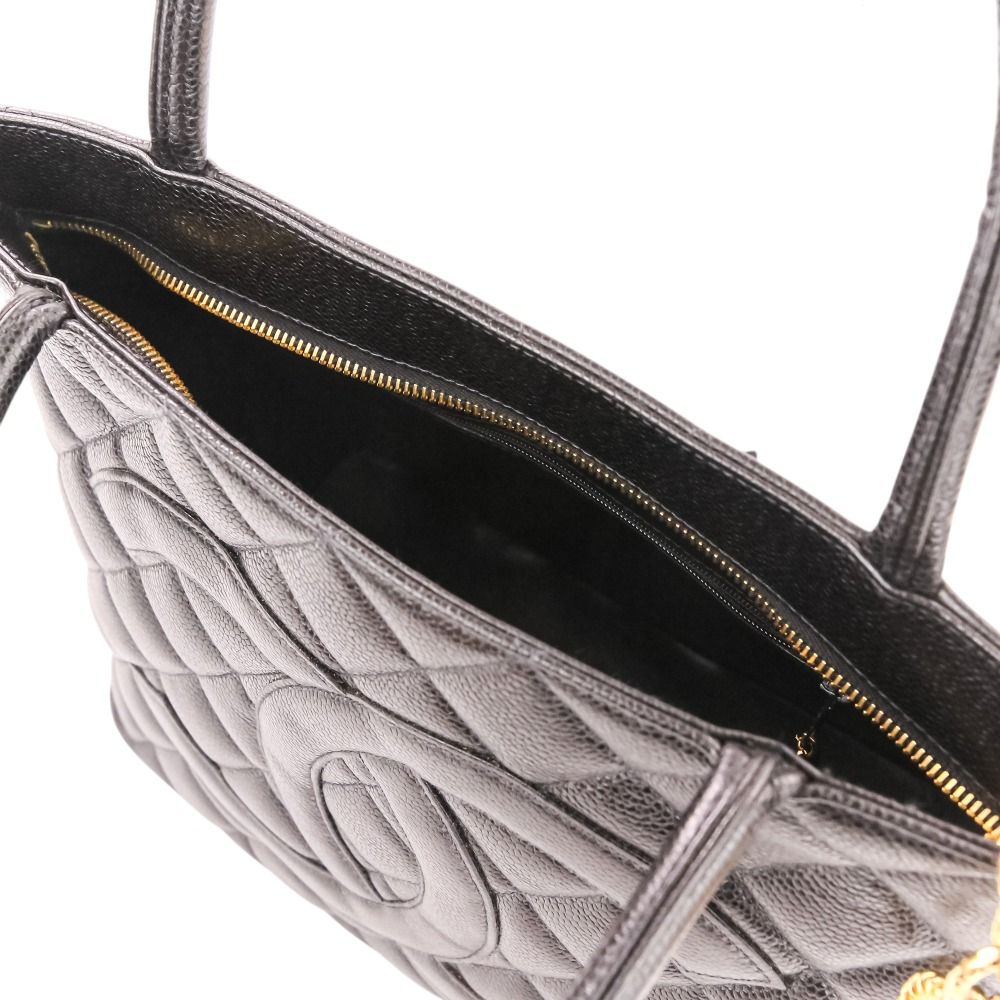 Chanel Caviar Leather Quilted CC Logo Reissue Tote Bag Black