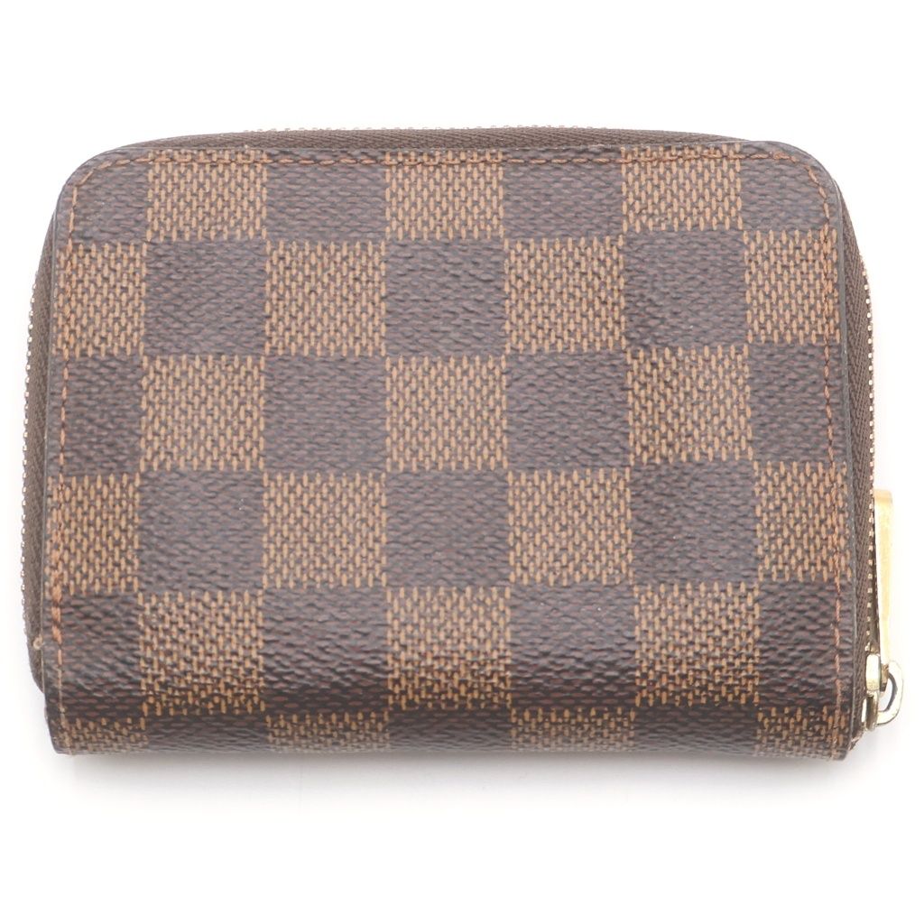 Louis Vuitton Damier Zippy Coin Purse Leather Brown