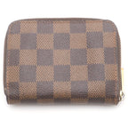 Louis Vuitton Damier Zippy Coin Purse Leather Brown