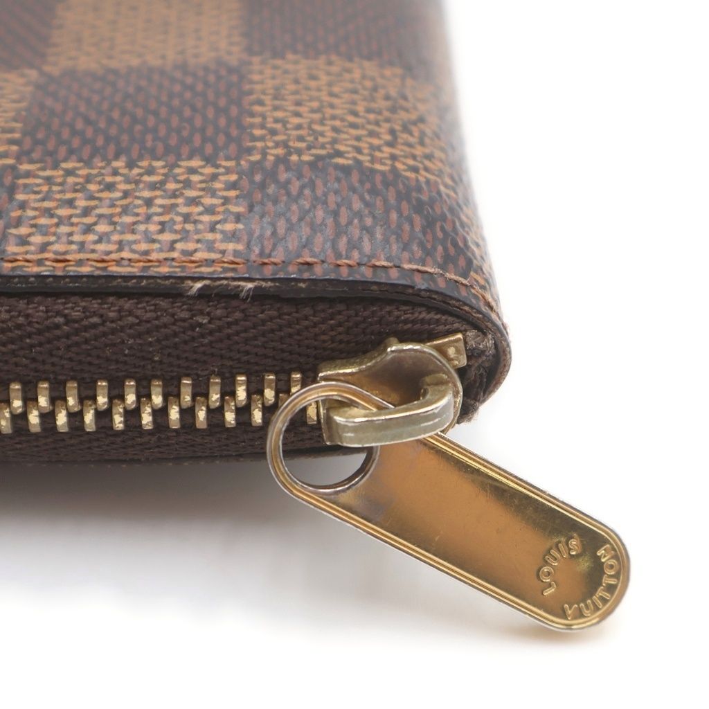 Louis Vuitton Damier Zippy Coin Purse Leather Brown