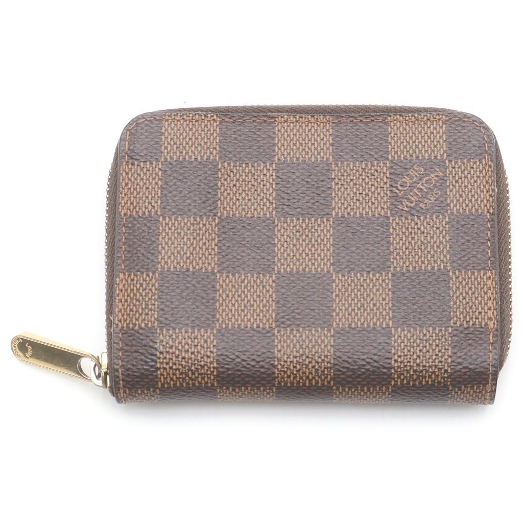 Louis Vuitton Damier Zippy Coin Purse Leather Brown