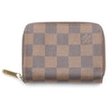 Louis Vuitton Damier Zippy Coin Purse Leather Brown