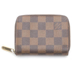 Louis Vuitton Damier Zippy Coin Purse Leather Brown