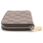 Louis Vuitton Damier Zippy Coin Purse Leather Brown