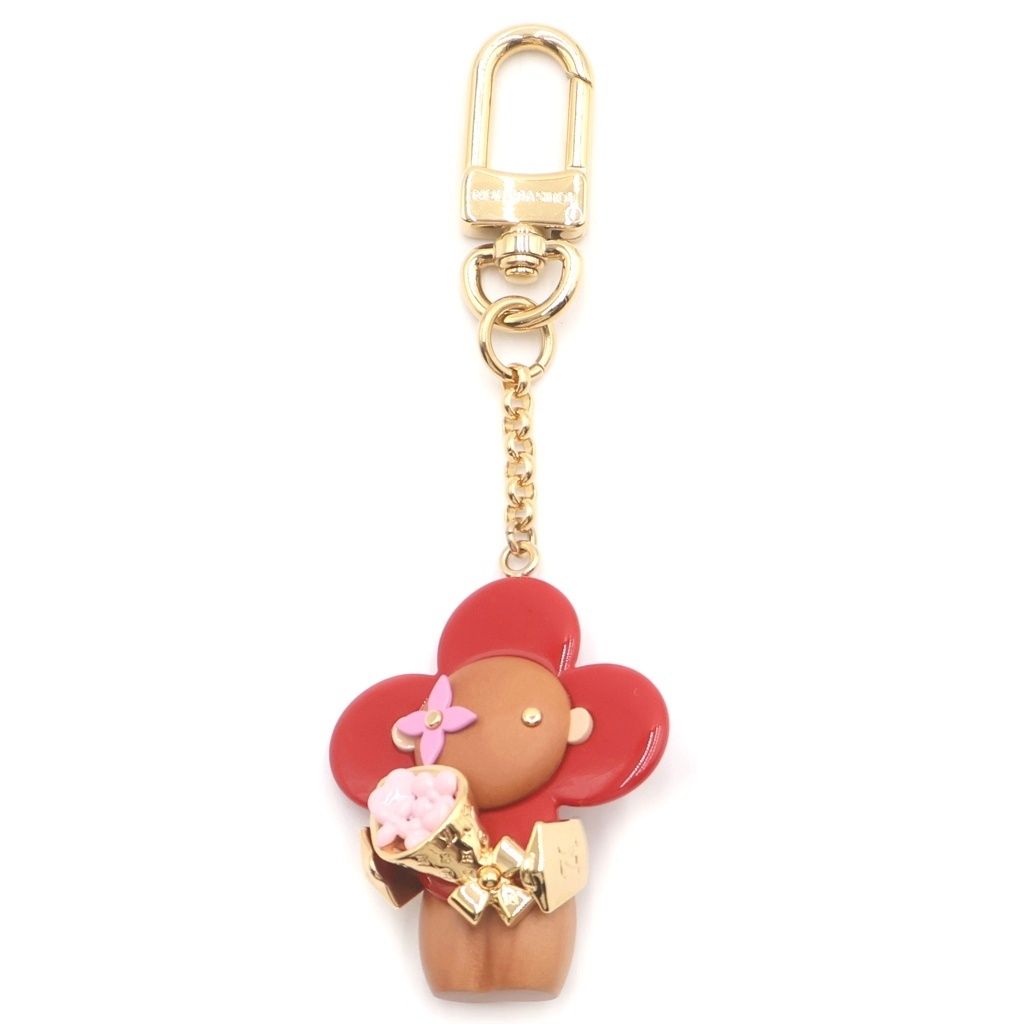 Louis Vuitton Vivienne Candy Heart Bag Charm Key Holder Brown