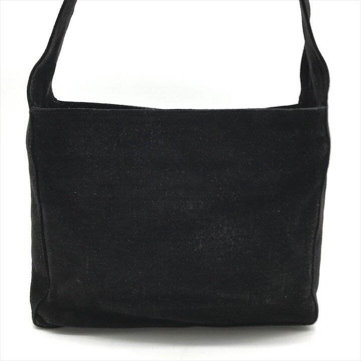 Fendi Zucca Suede Shoulder Bag Black