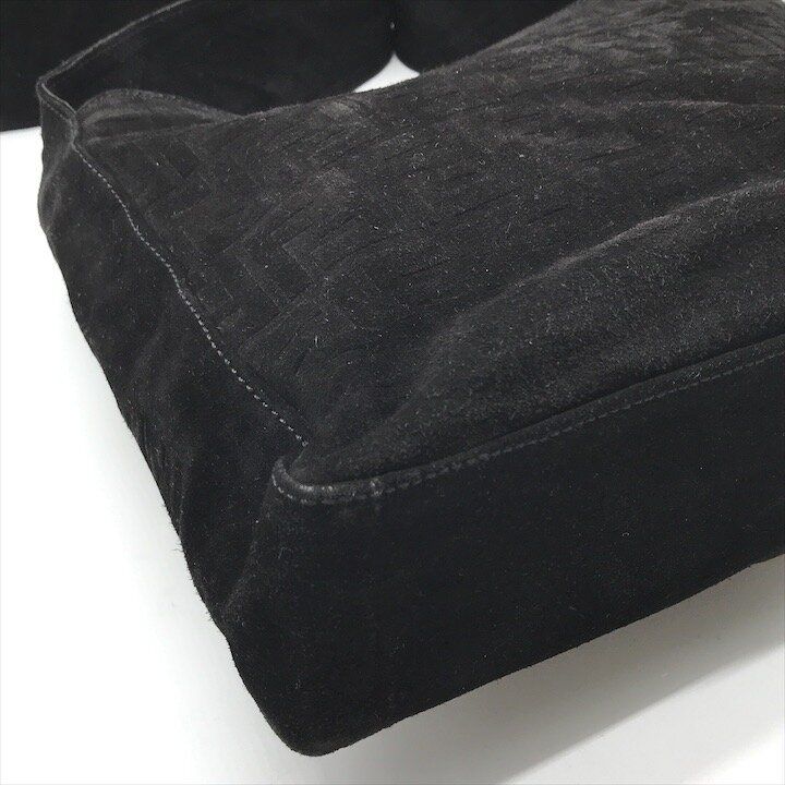 Fendi Zucca Suede Shoulder Bag Black