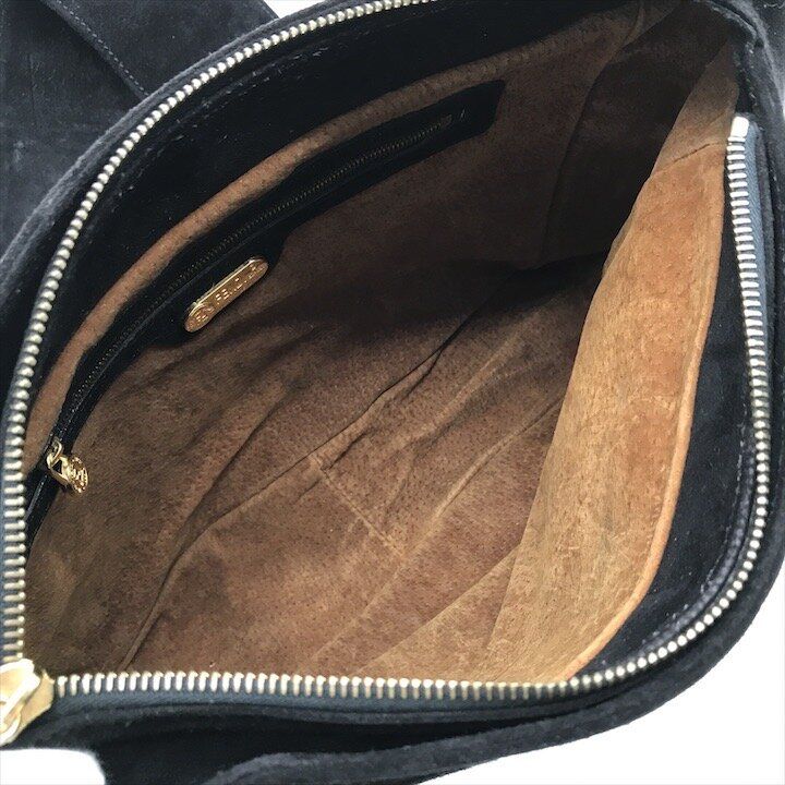 Fendi Zucca Suede Shoulder Bag Black