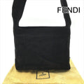 Fendi Zucca Suede Shoulder Bag Black
