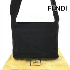 Fendi Zucca Suede Shoulder Bag Black