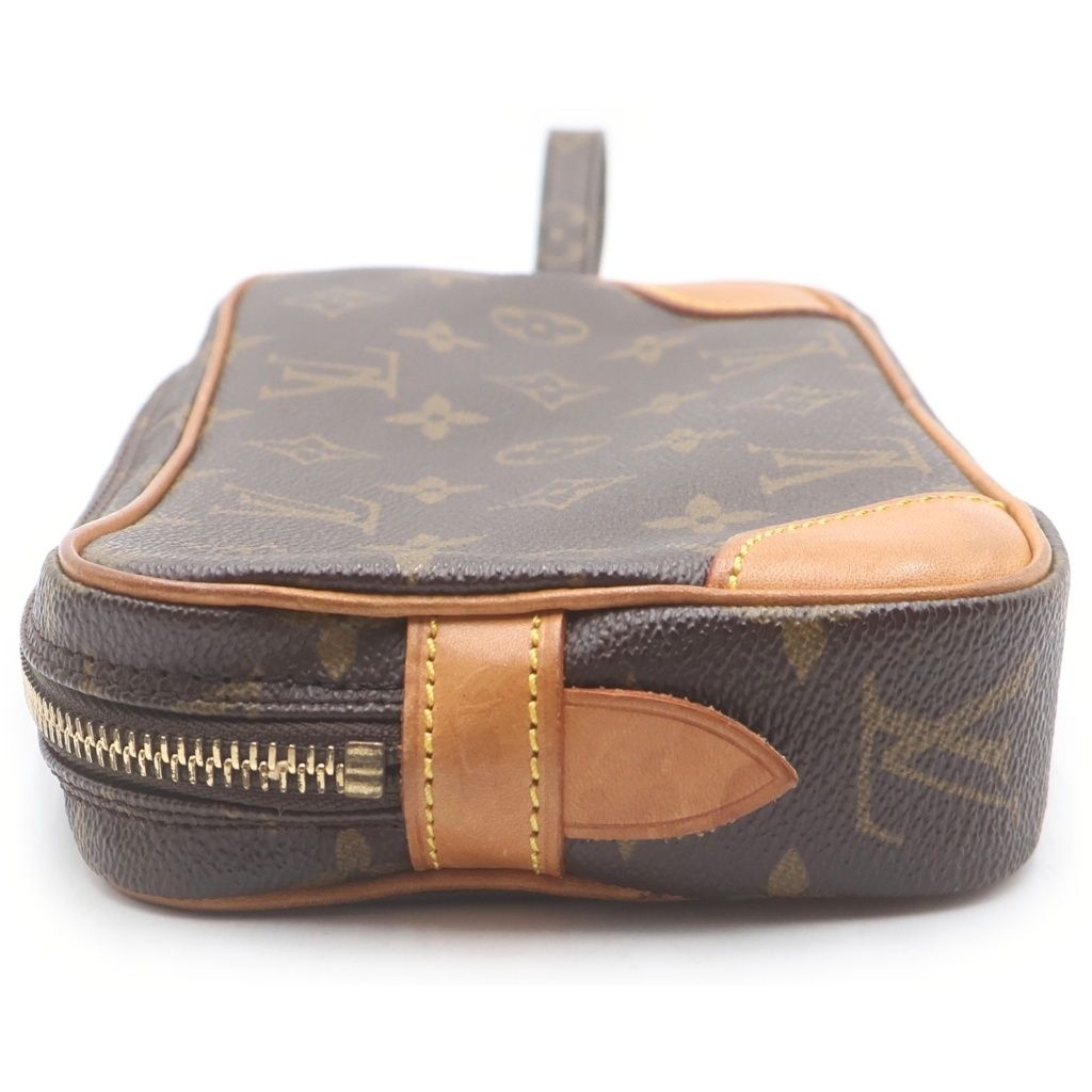 Louis Vuitton Monogram Marly Dragonne Leather Clutch Pouch Brown