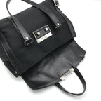 Prada Nylon Tessuto Silver Shoulder Bag Black