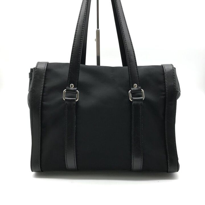 Prada Nylon Tessuto Silver Shoulder Bag Black