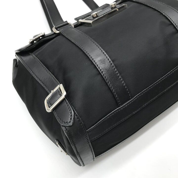 Prada Nylon Tessuto Silver Shoulder Bag Black