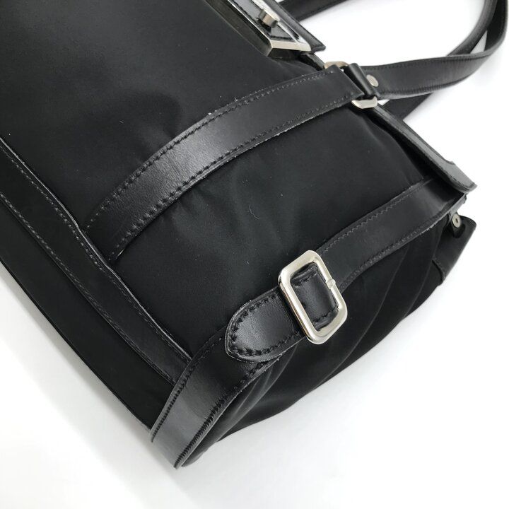 Prada Nylon Tessuto Silver Shoulder Bag Black