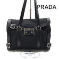 Prada Nylon Tessuto Silver Shoulder Bag Black
