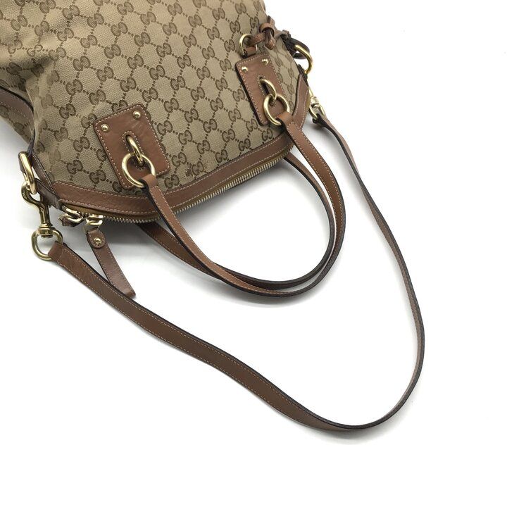 Gucci GG Canvas Leather Hand Shoulder 2-Way Bag Brown