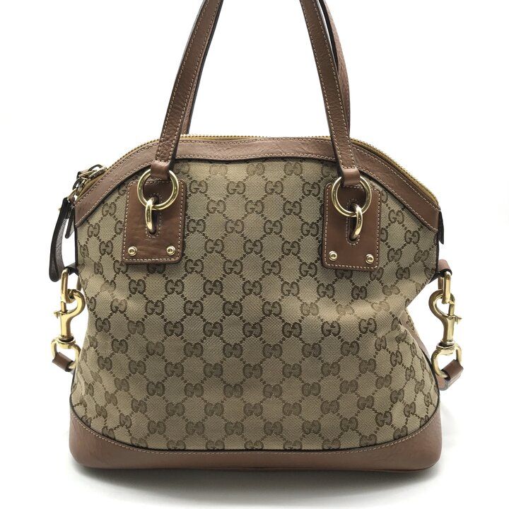 Gucci GG Canvas Leather Hand Shoulder 2-Way Bag Brown