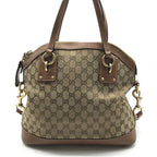 Gucci GG Canvas Leather Hand Shoulder 2-Way Bag Brown