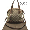 Gucci GG Canvas Leather Hand Shoulder 2-Way Bag Brown