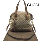 Gucci GG Canvas Leather Hand Shoulder 2-Way Bag Brown