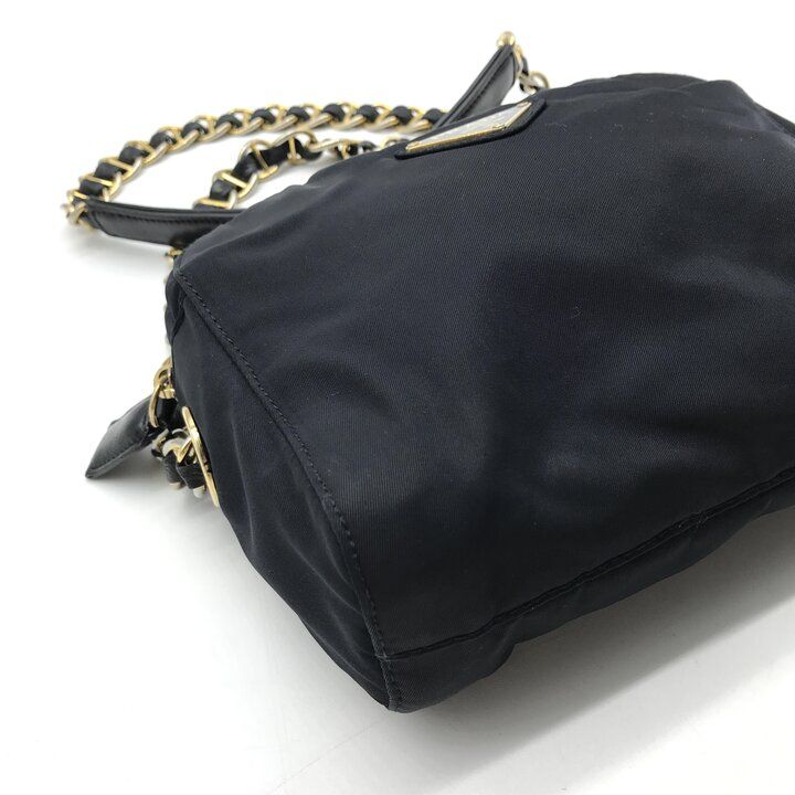 Prada Nylon Tessuto Chain Shoulder Bag Crossbody Navy