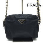 Prada Nylon Tessuto Chain Shoulder Bag Crossbody Navy