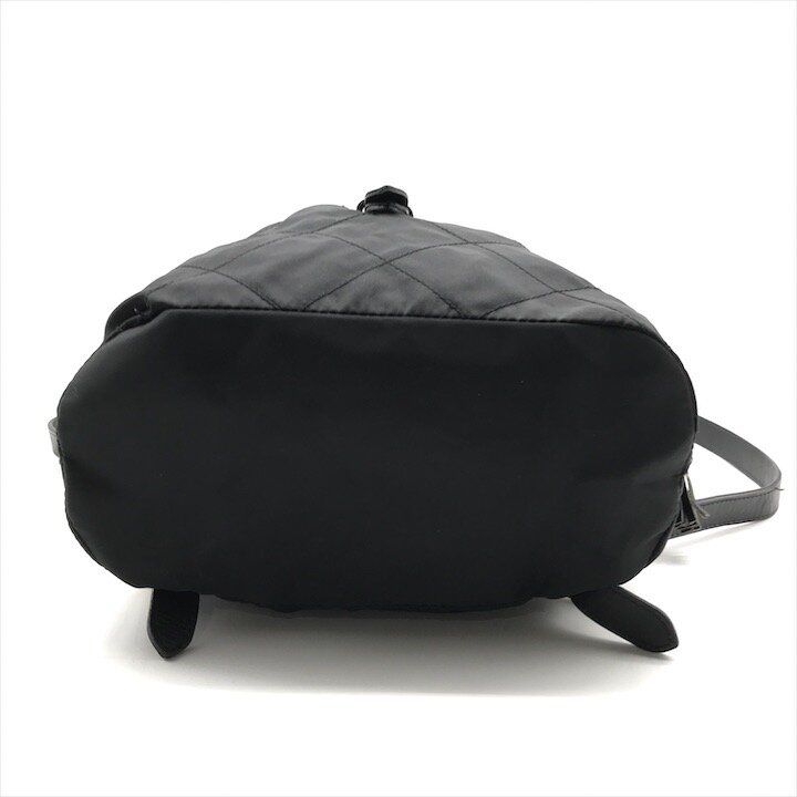 Prada Nylon Tessuto Triangle Logo Leather Backpack Black