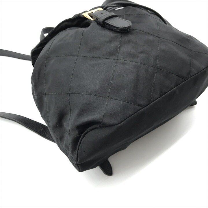 Prada Nylon Tessuto Triangle Logo Leather Backpack Black