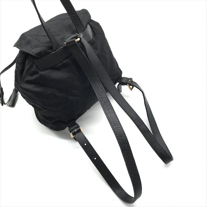 Prada Nylon Tessuto Triangle Logo Leather Backpack Black