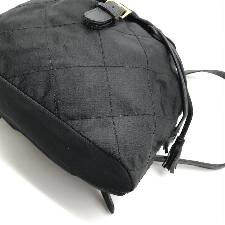 Prada Nylon Tessuto Triangle Logo Leather Backpack Black
