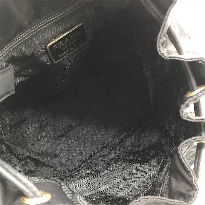 Prada Nylon Tessuto Triangle Logo Leather Backpack Black