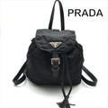 Prada Nylon Tessuto Triangle Logo Leather Backpack Black