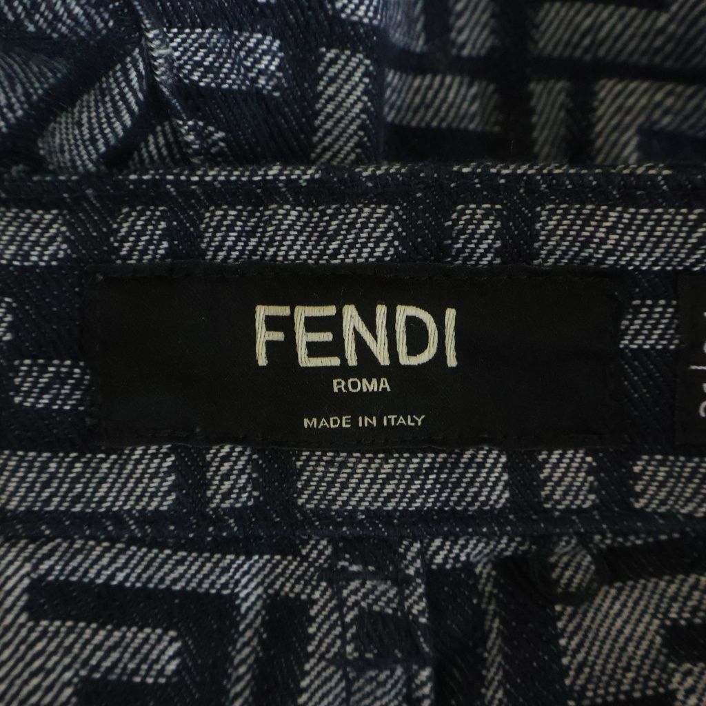 Fendi Zucca Cotton Denim Pants Indigo — view 7