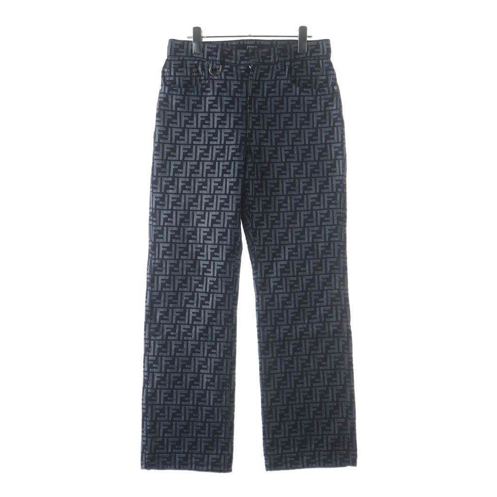 Fendi Zucca Cotton Denim Pants Indigo