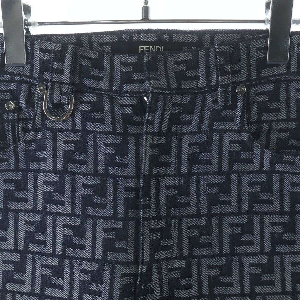 Fendi Zucca Cotton Denim Pants Indigo — view 3