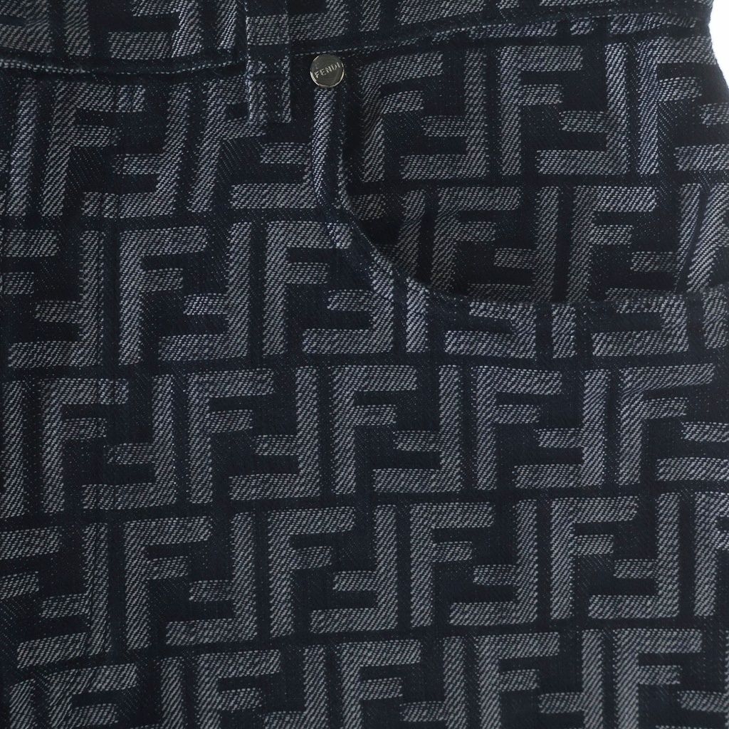 Fendi Zucca Cotton Denim Pants Indigo — view 5