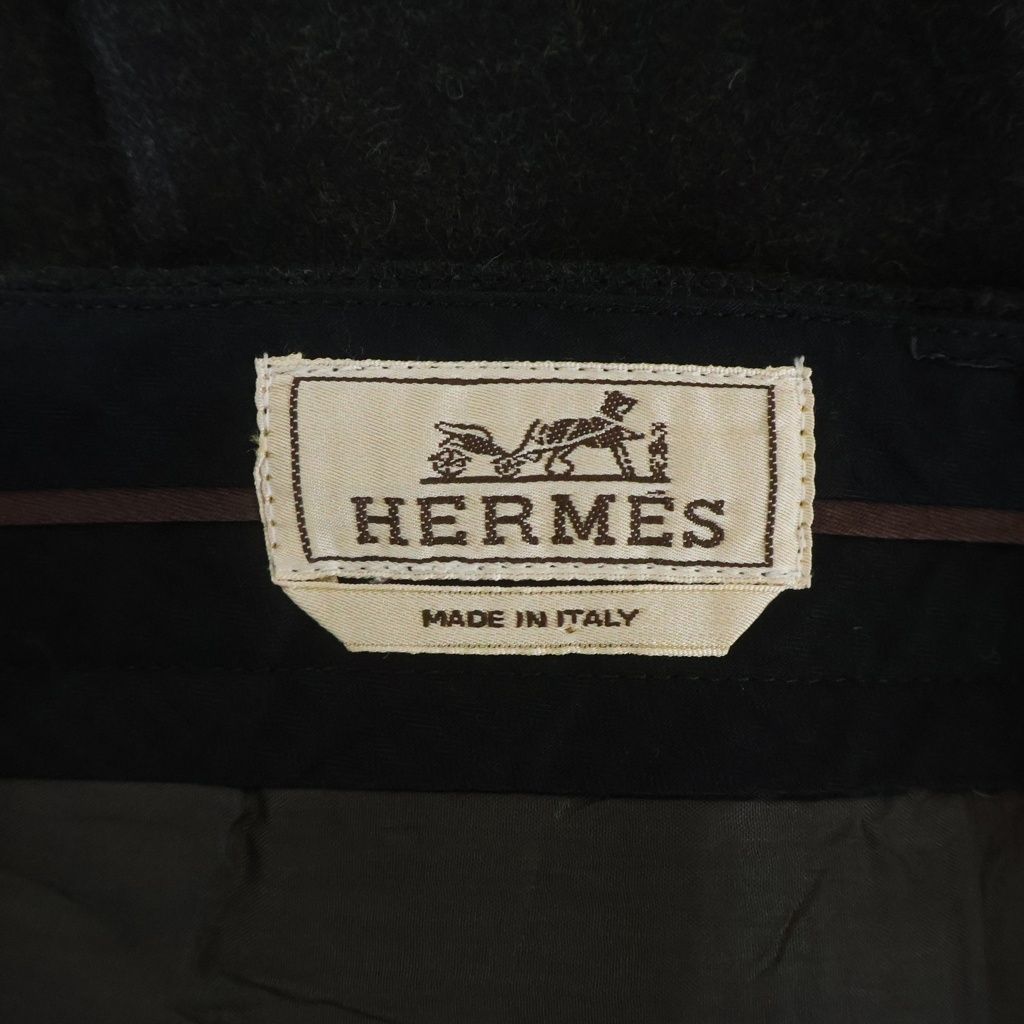 Hermes Pleated Cashmere Blend Wool Dress Trousers Pants Black — view 7