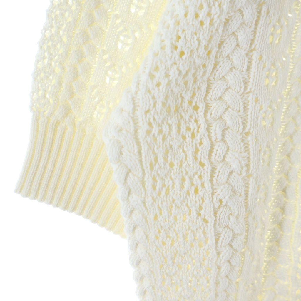 Chanel CC Logo Coco Bichi Knit Short Sleeve Sweater White — view 5