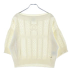 Chanel CC Logo Coco Bichi Knit Short Sleeve Sweater White