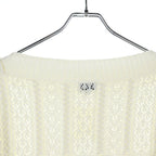 Chanel CC Logo Coco Bichi Knit Short Sleeve Sweater White — view 4