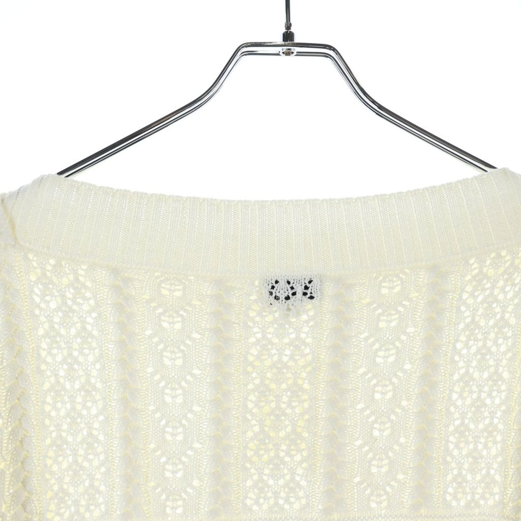 Chanel CC Logo Coco Bichi Knit Short Sleeve Sweater White — view 4