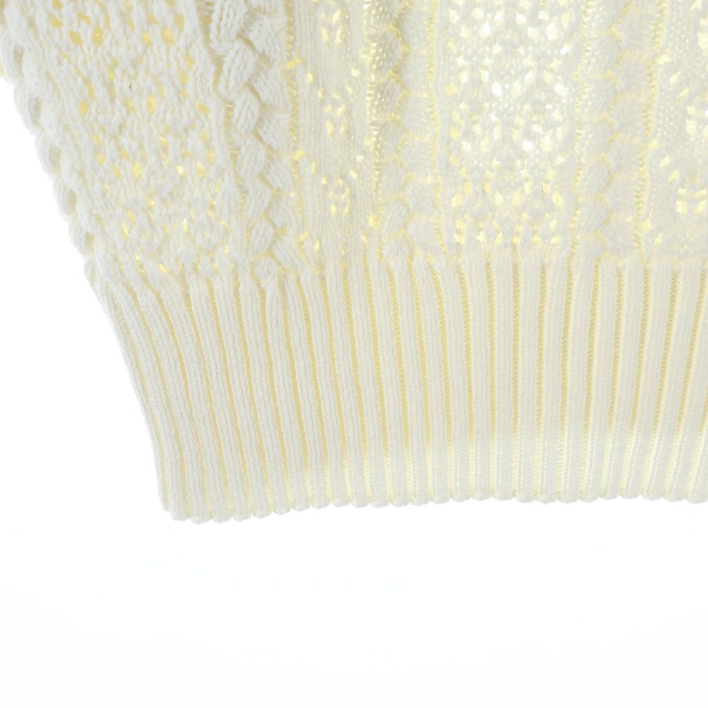 Chanel CC Logo Coco Bichi Knit Short Sleeve Sweater White — view 6