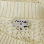Chanel CC Logo Coco Bichi Knit Short Sleeve Sweater White — view 7