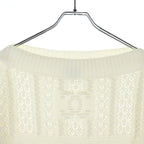 Chanel CC Logo Coco Bichi Knit Short Sleeve Sweater White — view 3