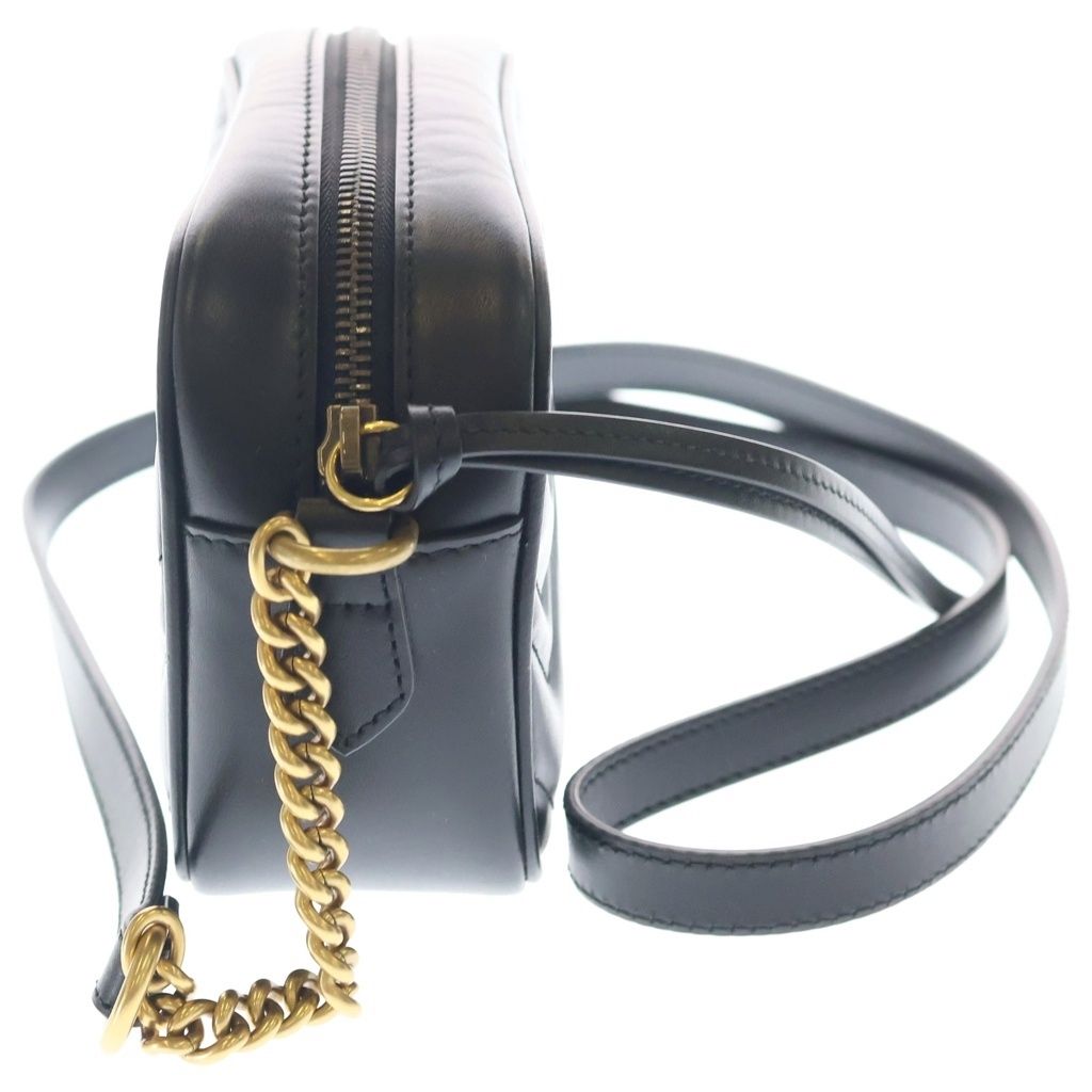 Gucci GG Marmont Mini Camera Bag Leather Chain Gold Black
