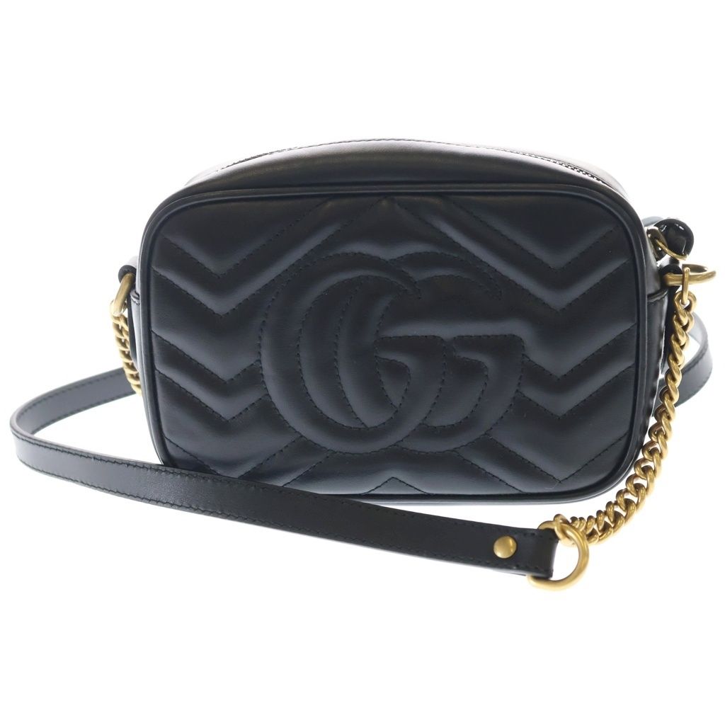 Gucci GG Marmont Mini Camera Bag Leather Chain Gold Black