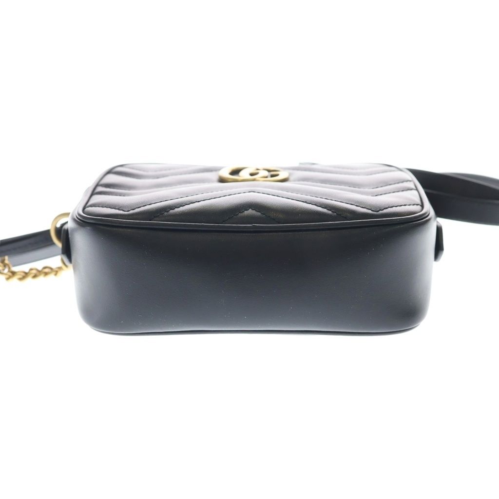 Gucci GG Marmont Mini Camera Bag Leather Chain Gold Black