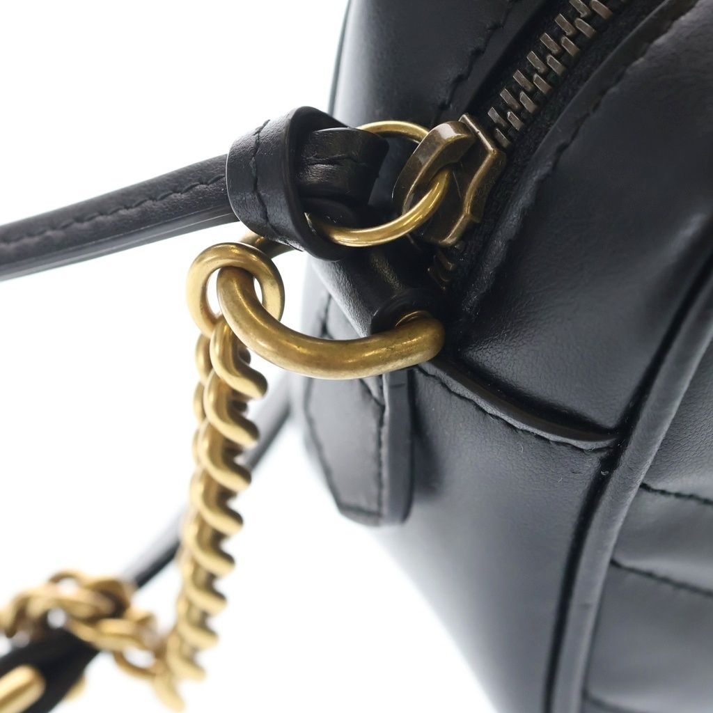 Gucci GG Marmont Mini Camera Bag Leather Chain Gold Black