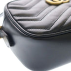 Gucci GG Marmont Mini Camera Bag Leather Chain Gold Black